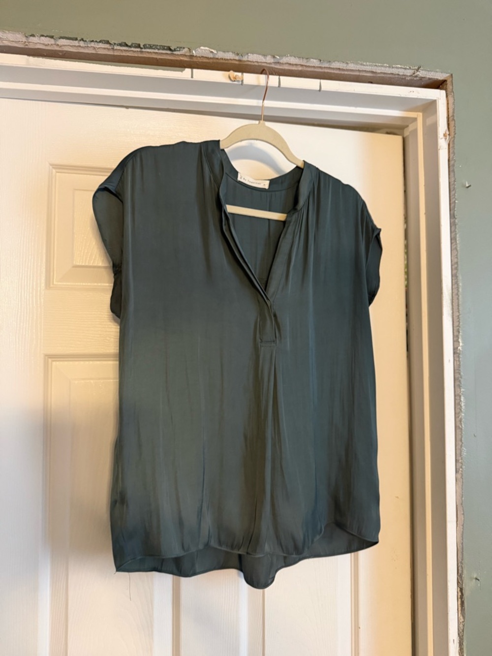 By Together Teal V-Neck Short Sleeve Blouse